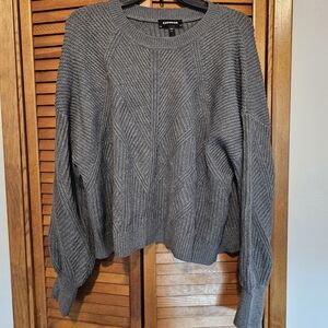 Express Charcoal Knit Crew Neck Sweater